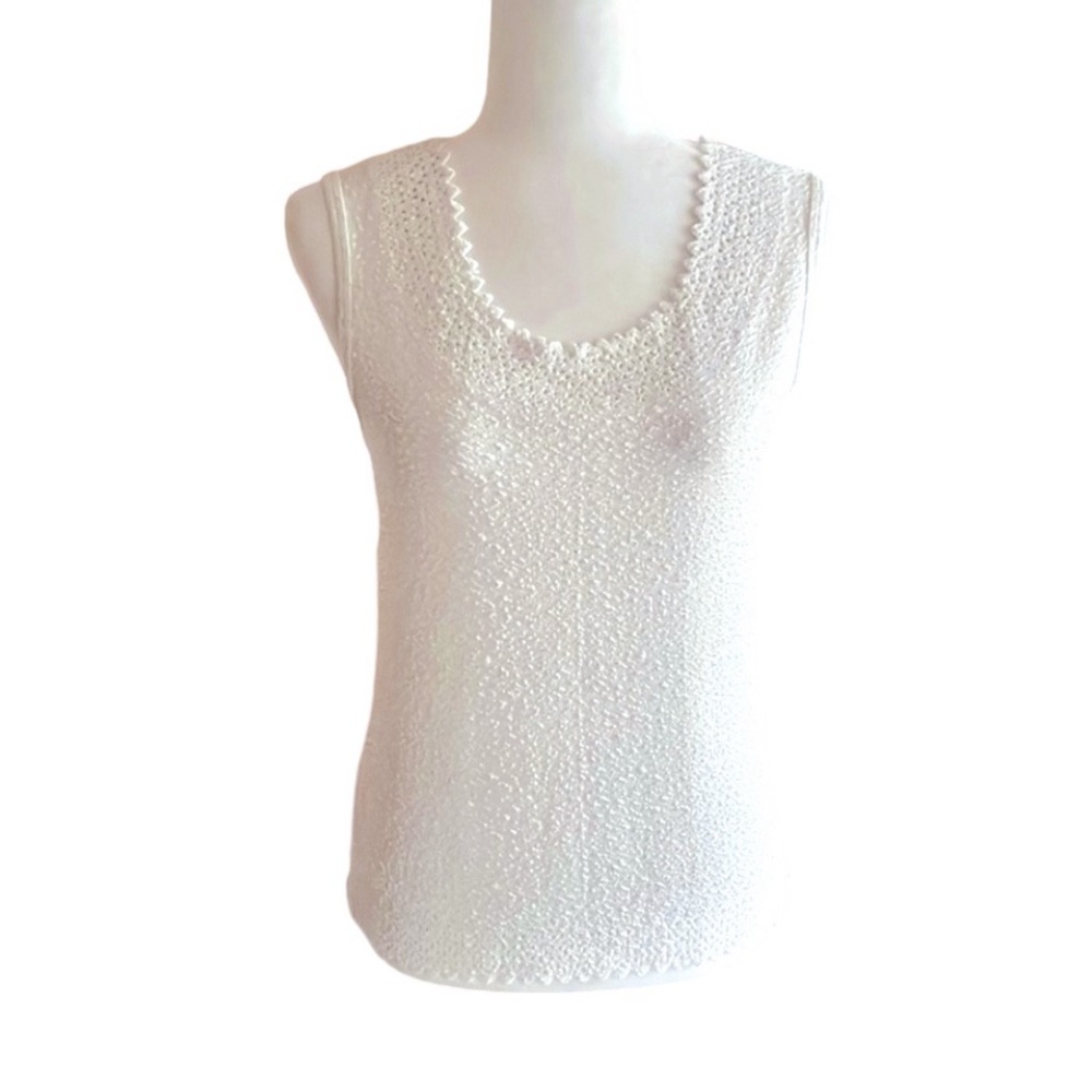 Chances R White Embossed Eyelet Sleeveless Tank Top Size S